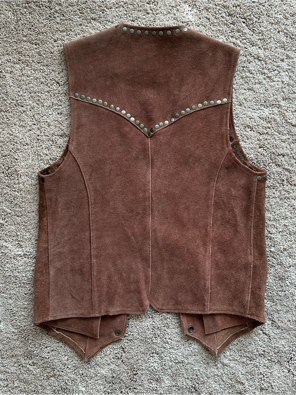 Understated Leather Suede Studded Brown Vest - Picture 5 of 6